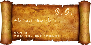 Vécsi Oszlár névjegykártya